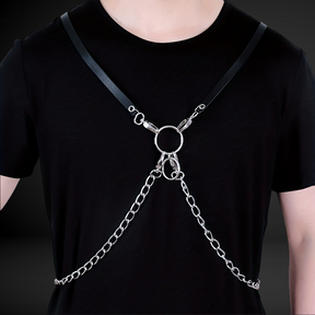 Leather Chest Harness with Chain