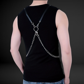 Leather Chest Harness with Chain