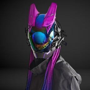 Purple Horns Mechanical Mask With Braid