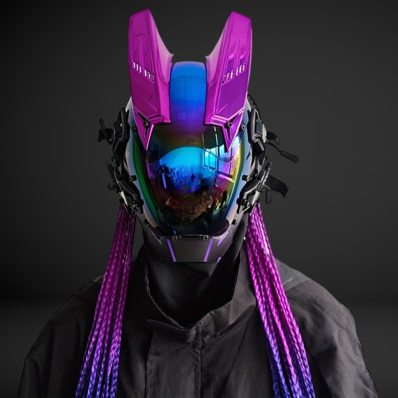 Purple Horns Mechanical Mask With Braid